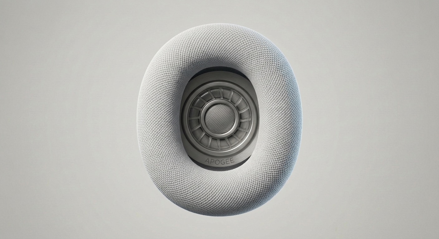 Macro of a single knit ear cushion floating