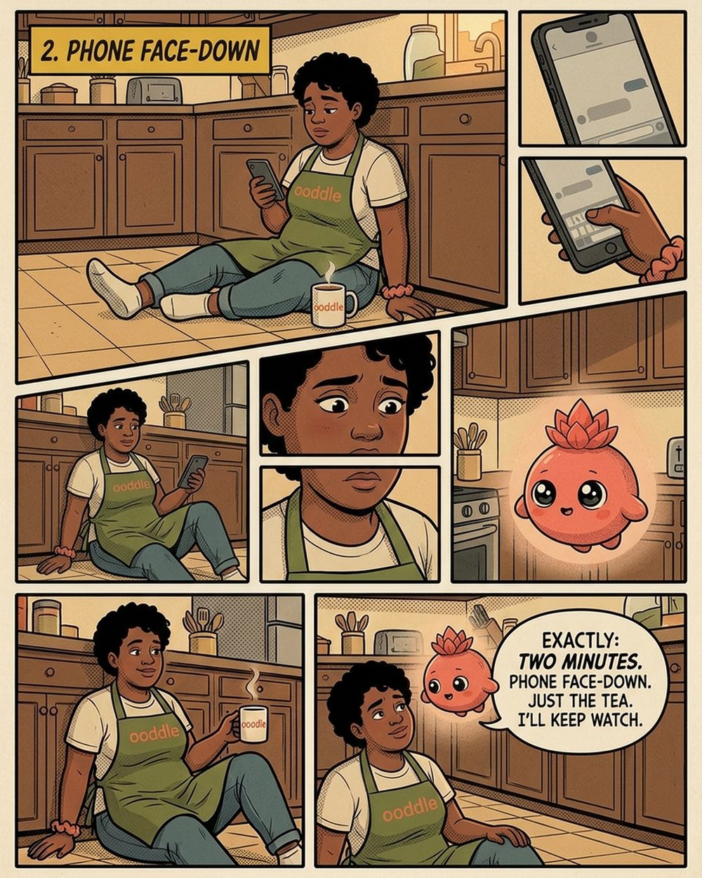 Comic page: phone face-down
