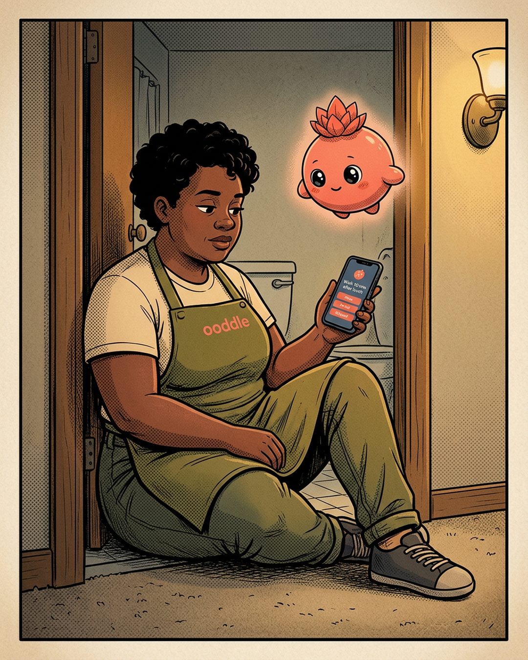 Illustrated character: person in an apron