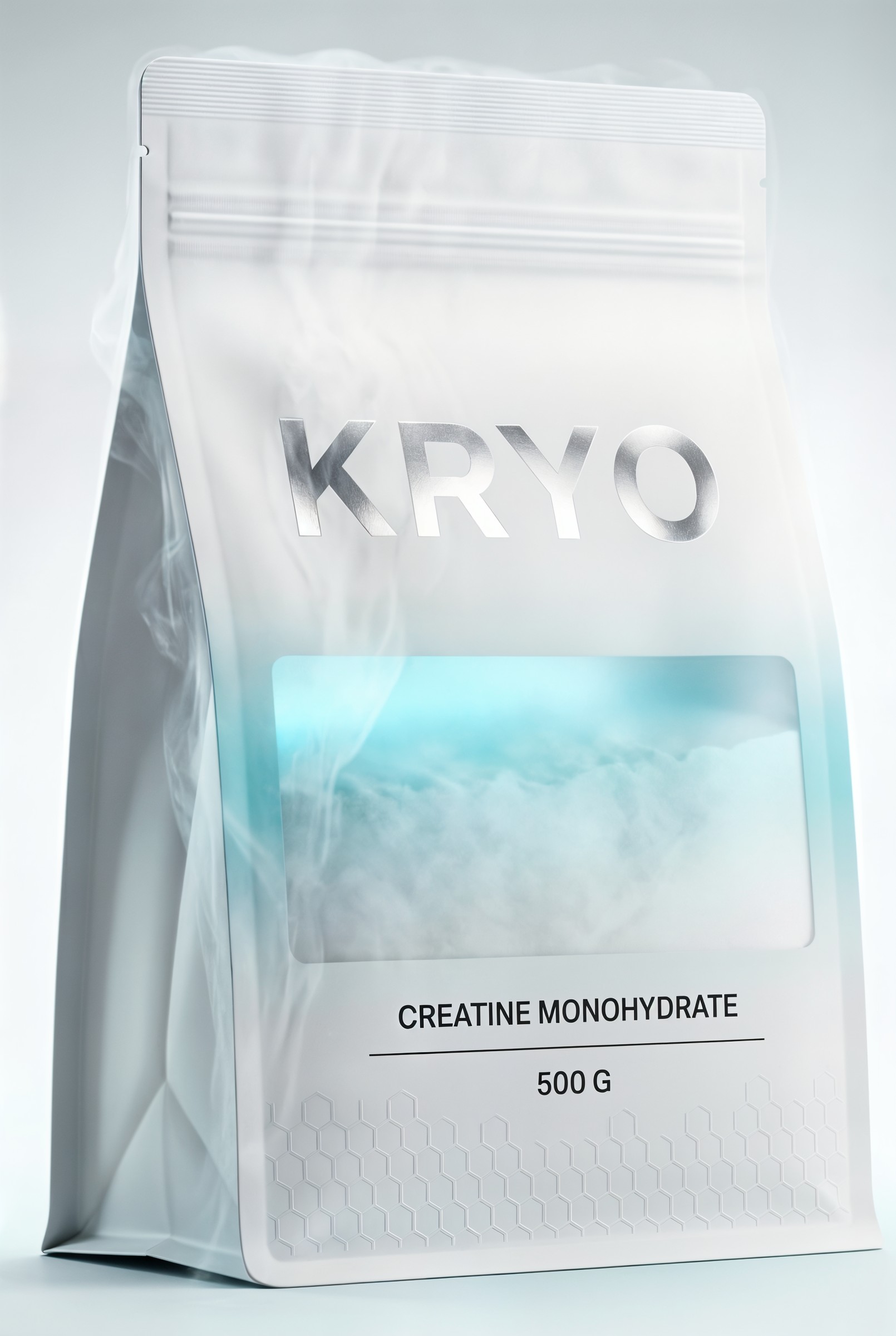 Cold vapour spilling from the open creatine pack