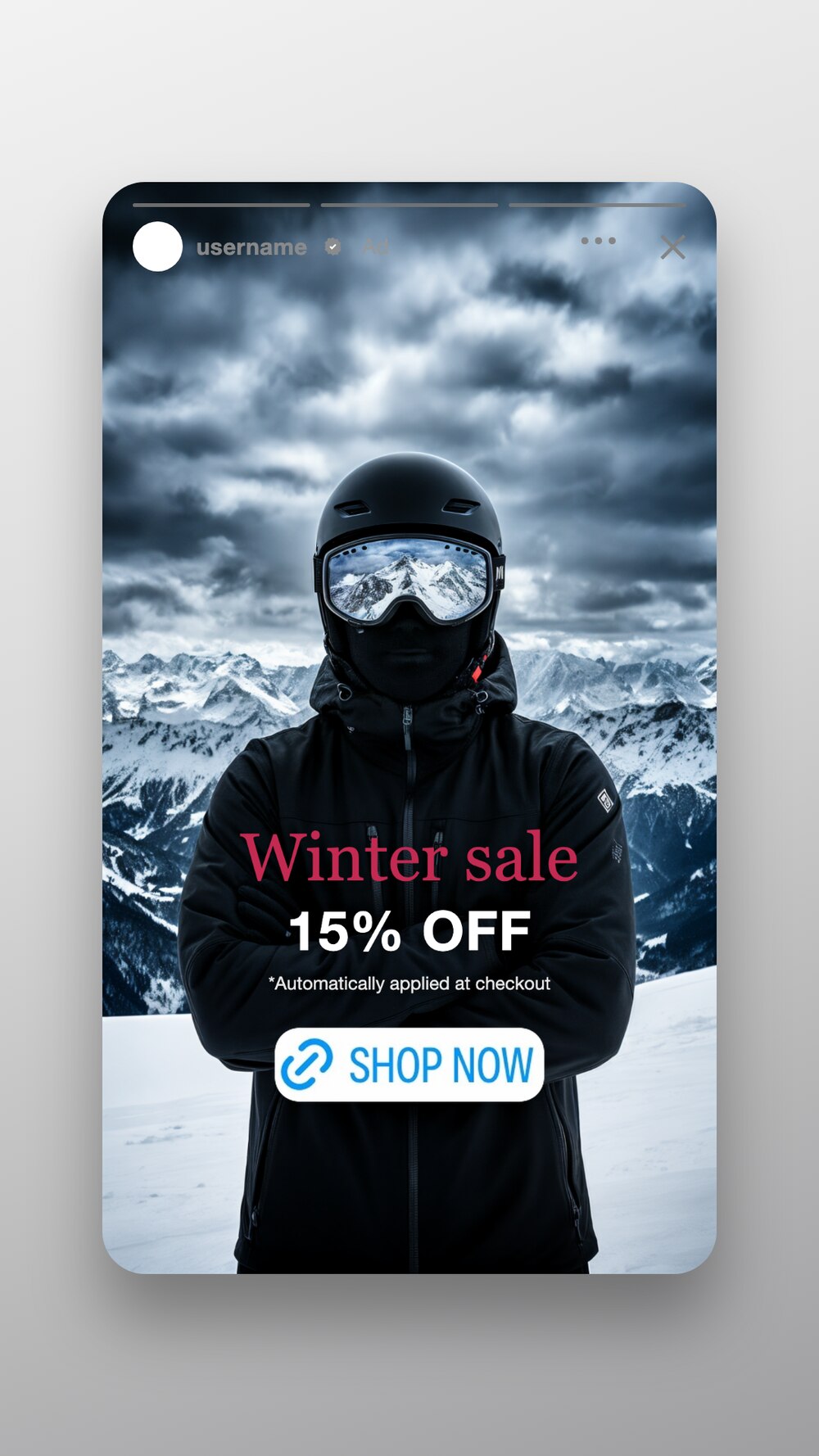 Winter sale ad for outdoor apparel