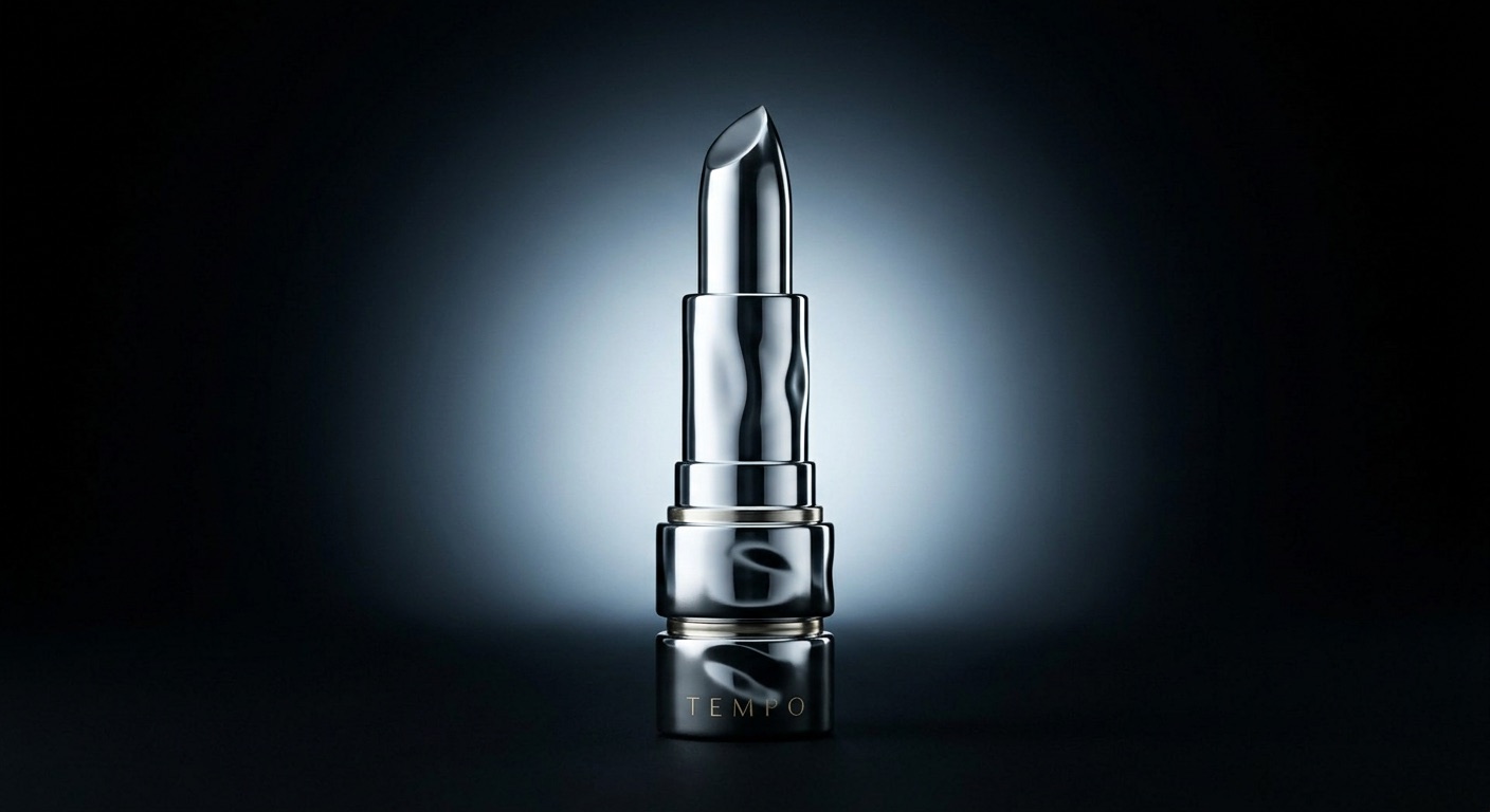 The lipstick as liquid chrome on black